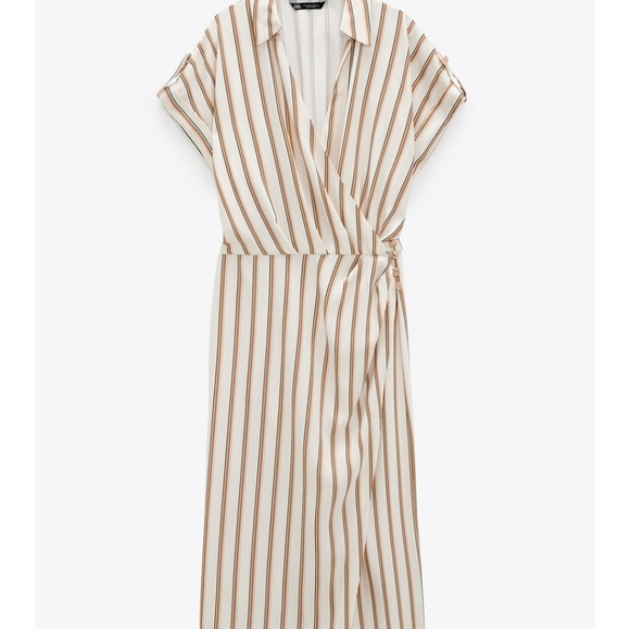 Zara Dresses & Skirts - Zara Striped Draped Dress